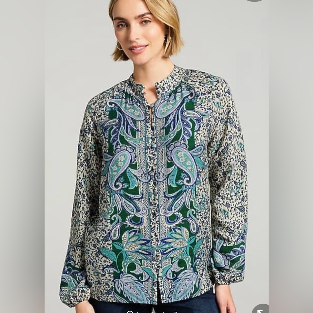 NWT J.Jill Placed-Paisley Top, size LP - Picture 6 of 7